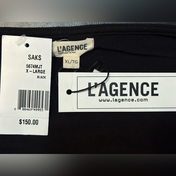 L'AGENCE Hattie Long Sleeve Black One-Shoulder Top size XL NWT - Picture 7 of 13